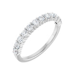 1/2 ctw shared-prong round brilliant cut diamond band in 14K white gold, 2.3 mm width, angle view