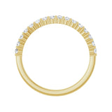 1/3 ctw shared-prong round brilliant cut diamond band in 14K yellow gold, 1.8 mm width, side view