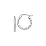 17 mm slim huggie hoop earrings in solid 14K white gold, front and side view