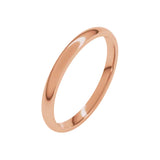 2 mm classic polished plain comfort fit wedding band in 14K rose gold, angle view
