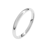 2 mm classic polished plain comfort fit wedding band in 14K white gold, angle view
