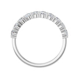 3/4 ctw shared-prong round brilliant cut diamond band in 14K white gold, 3 mm width, side view