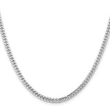 3.5 mm Miami Cuban chain necklace in solid 14K white gold, full view