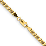 3.5 mm Miami Cuban chain necklace in solid 14K yellow gold, close-up of links and lobster clasp