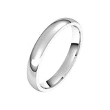3 mm classic polished plain comfort fit wedding band in 14K white gold, angle view