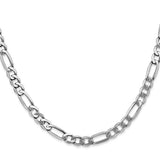 5.5 mm flat Figaro chain necklace in solid 14K white gold, full view