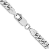 5 mm Miami Cuban chain necklace in solid 14K white gold, close-up of links and lobster clasp