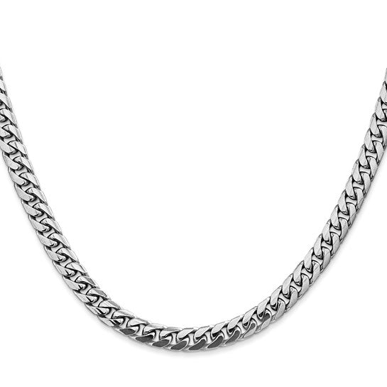 5 mm Miami Cuban chain necklace in solid 14K white gold, full view