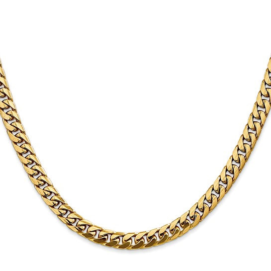 5 mm Miami Cuban chain necklace in solid 14K yellow gold, full view