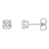 5 mm lab-grown diamond solitaire stud earrings in solid 14K white gold, front and side view