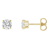 5 mm lab-grown diamond solitaire stud earrings in solid 14K yellow gold, front and side view